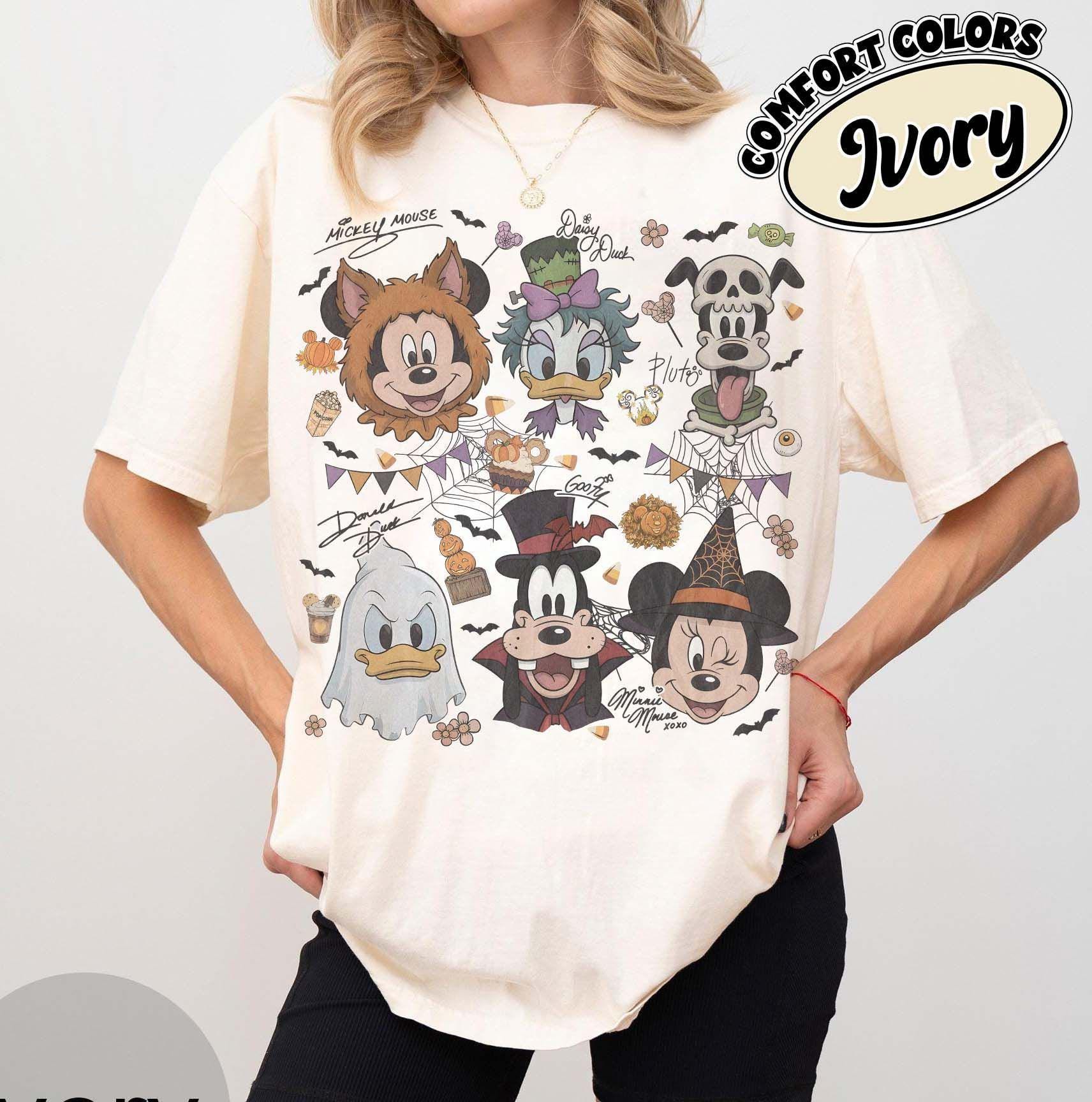 Comfort Color® Coquette Bows Disney Halloween Birthday Shirt, Vintage Mickey And Friends Disney Halloween Family Matching, Birthday Gift Tee